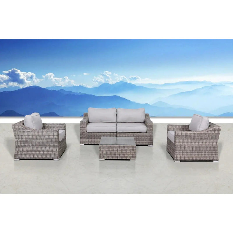 Outdoor Wicker Conversation Set With Cushions, All Weather by Unique Piece Furniture