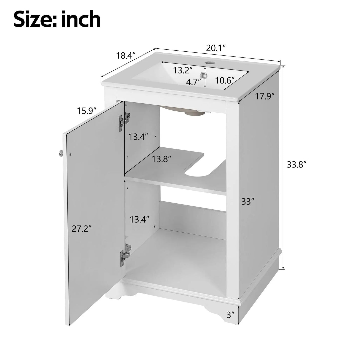 Bathroom Vanity With Sink, Freestanding Single Cabinet Set by HouseOfZazla