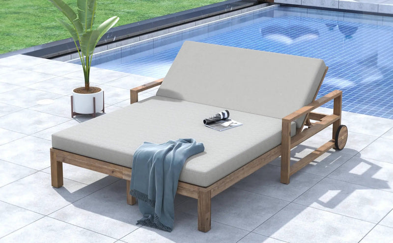 TREXM 1-Piece Farmhouse Wooden Outdoor Sunbed for 2 People by HouseOfZazla