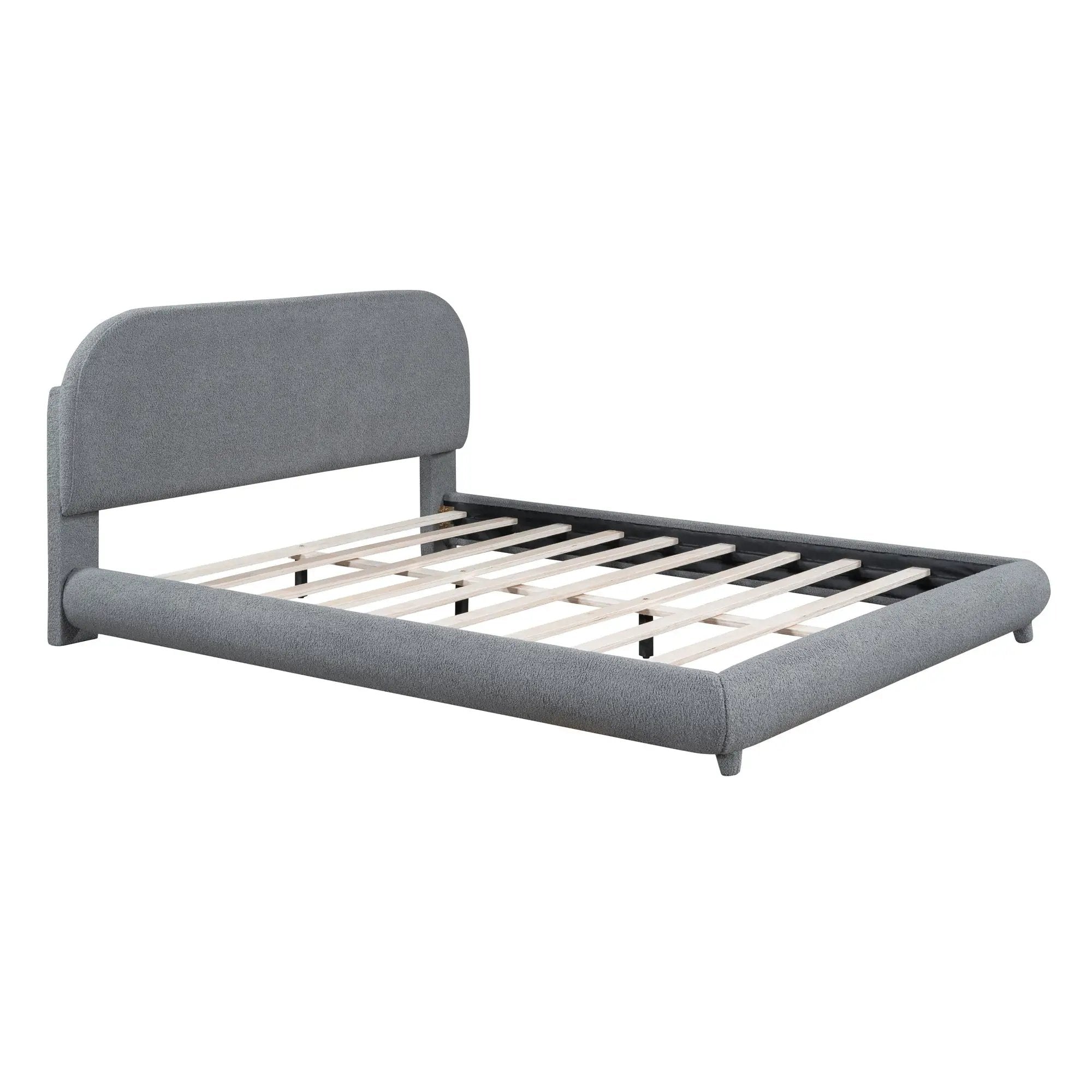 Upholstered Platform Bed With Thick Solid Frame And Stylish Curve-Shaped Design by Unique Piece Furniture
