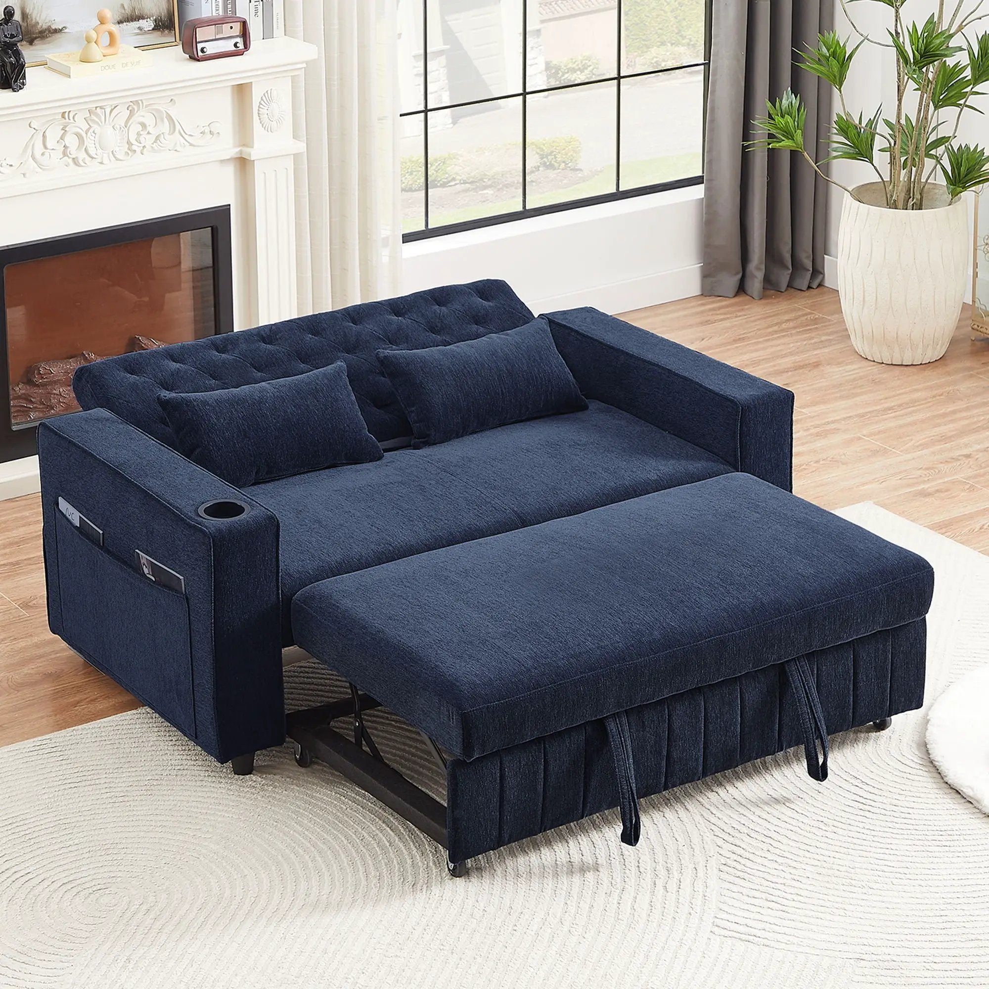 Pull-Out Sofa Bed Convertible Couch With Adjustable Backrest For Living Room by HouseOfZazla