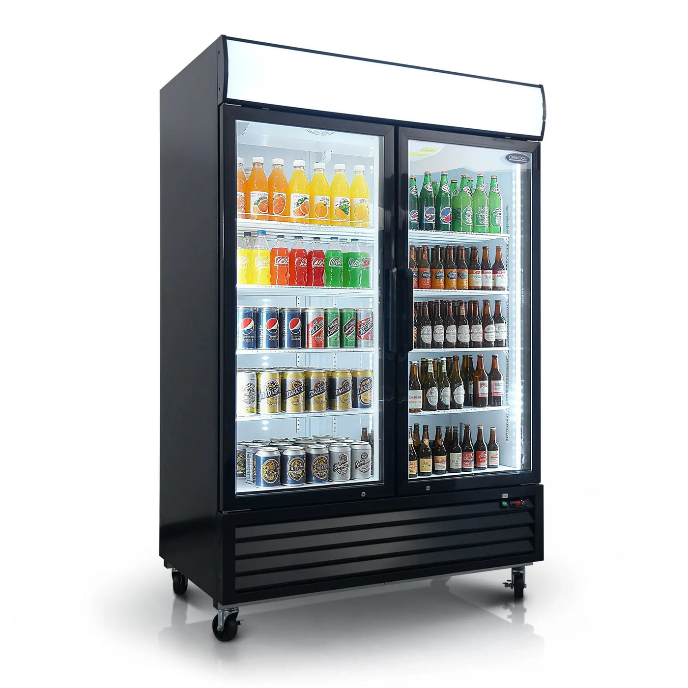 Glass Door Merchandiser Refrigerator Swing Door Commercial Display Refrigerators Merchandising Refrigeration With LED Top Panel by HouseOfZazla