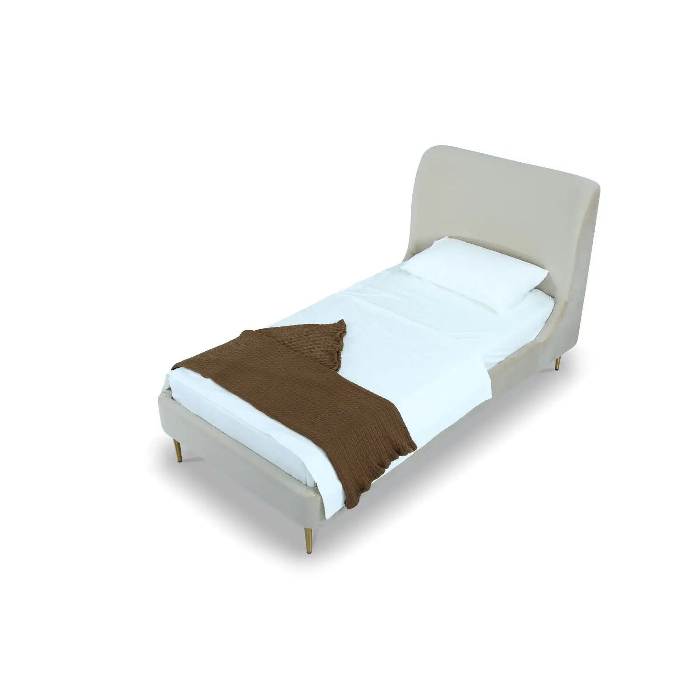 Mid-Century Modern Upholstered Bed With Curved Headboard by HouseOfZazla