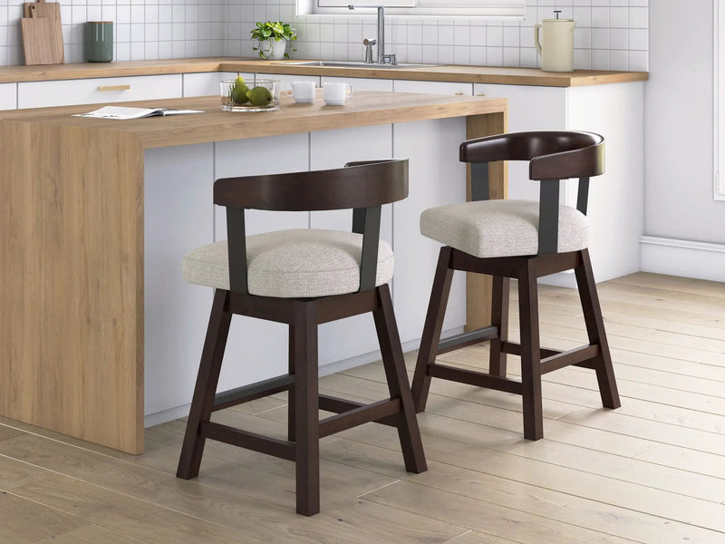 Haddigan - Upholstered Swivel Barstool (Set of 2) - Dark Brown by Unique Piece Furniture