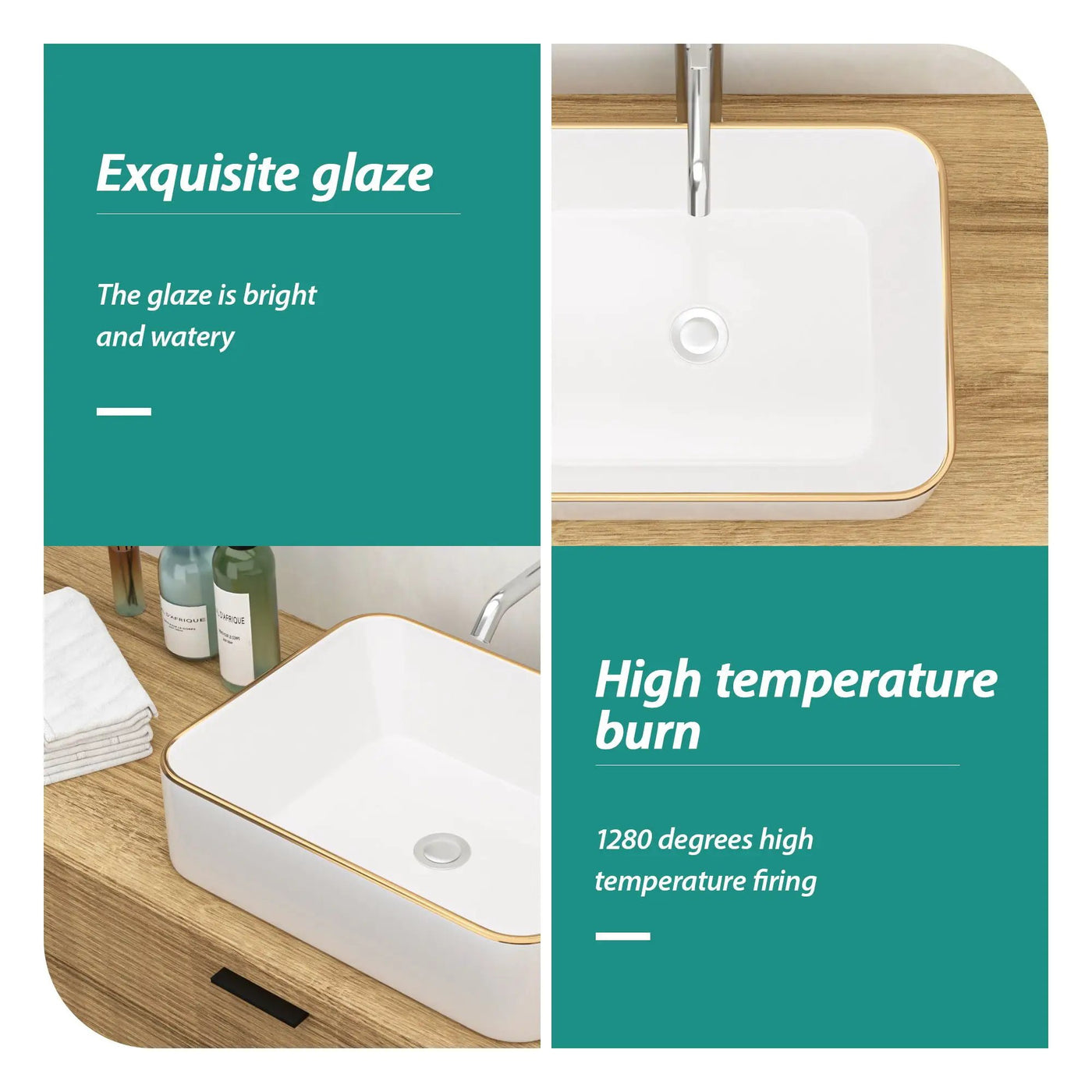 Modern European Style Ceramic Rectangular Vessel Bathroom Sink by HouseOfZazla
