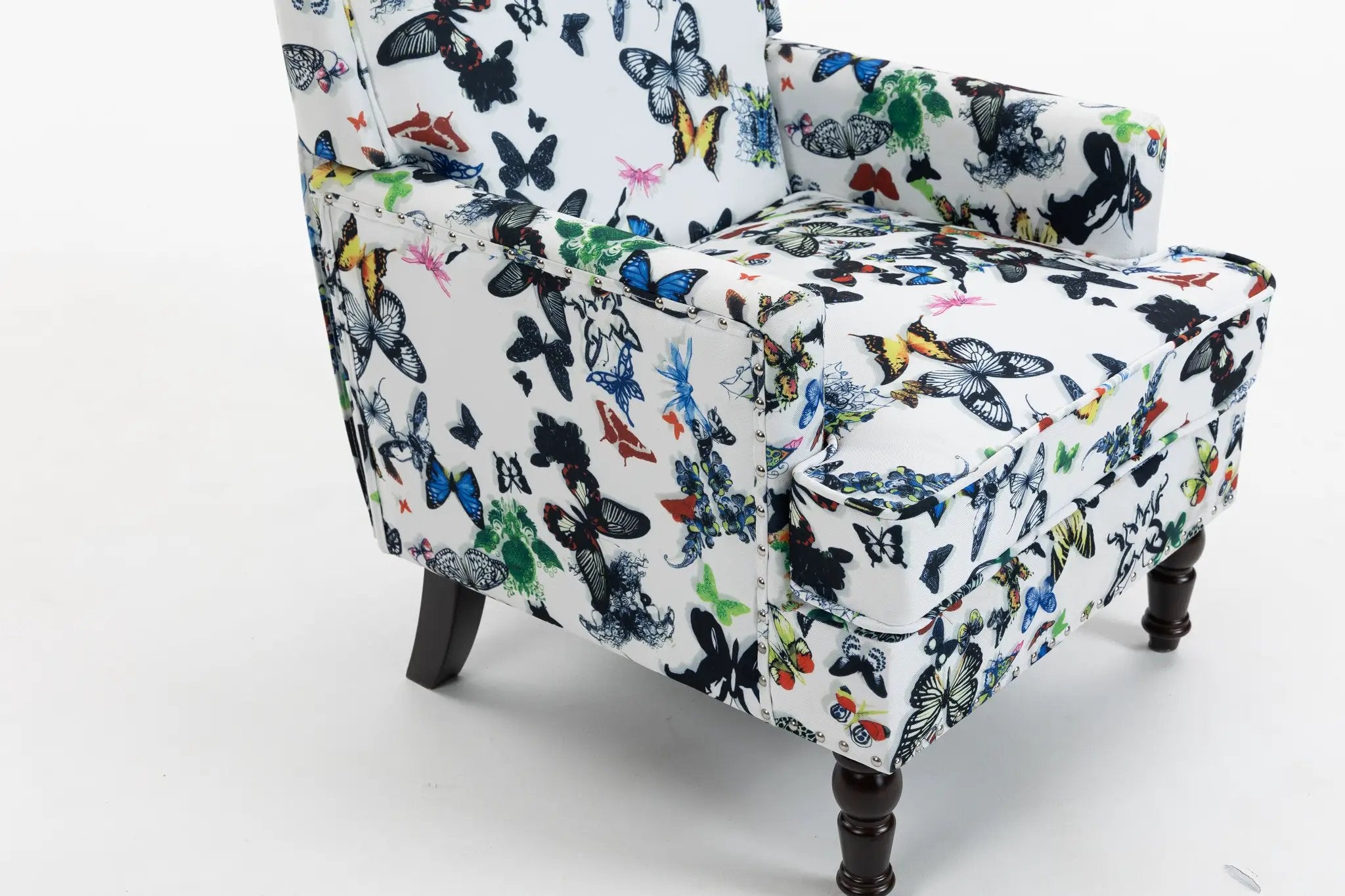 Upholstered Accent Chair - Vintage Armchair with Solid Wood Legs by HouseOfZazla