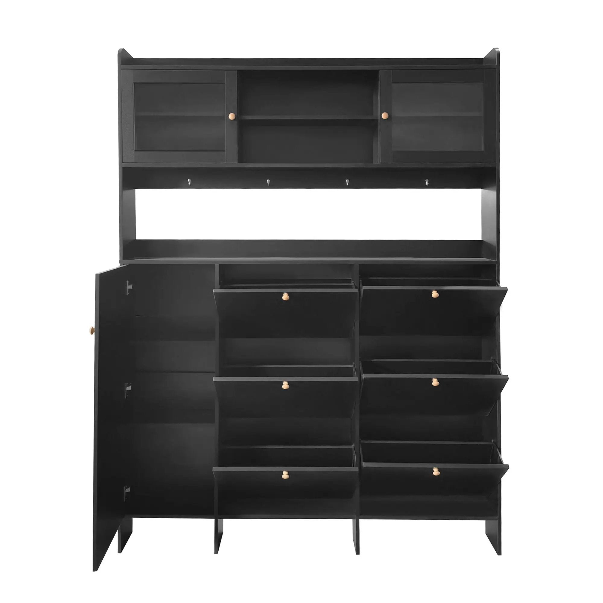 On Trend Multifunctional Tipping Bucket Shoe Cabinet With Storage Shelf & 6 Flip Drawers by HouseOfZazla