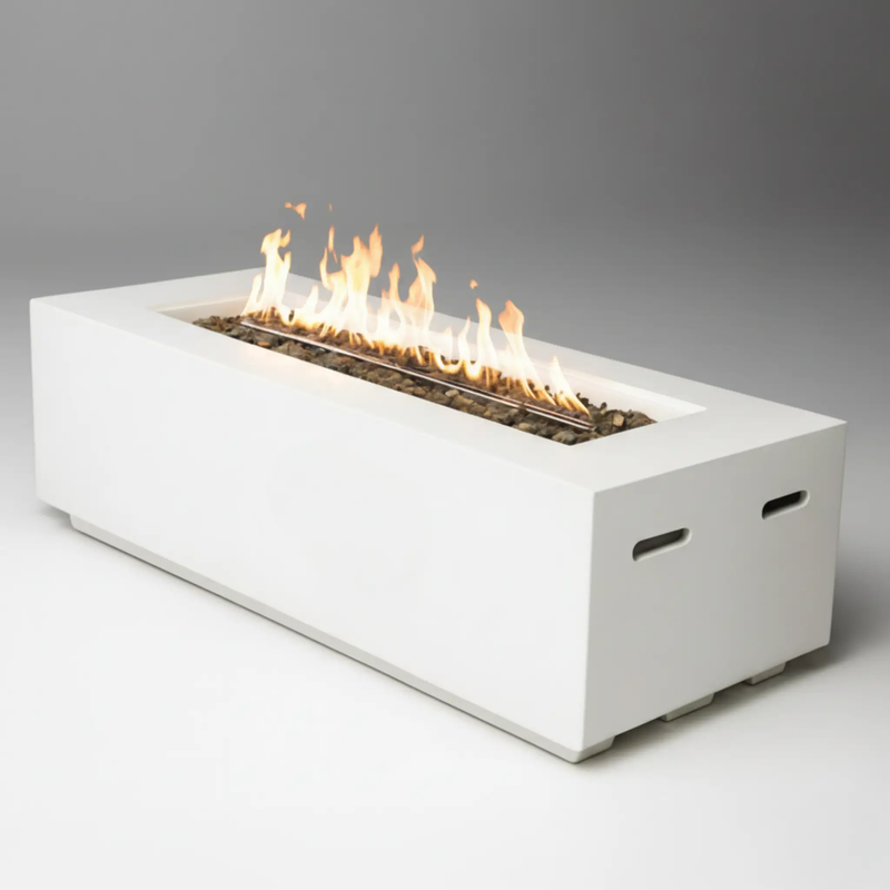 Outdoor Rectangle Propane Fire Pit Table 60inch, White by HouseOfZazla