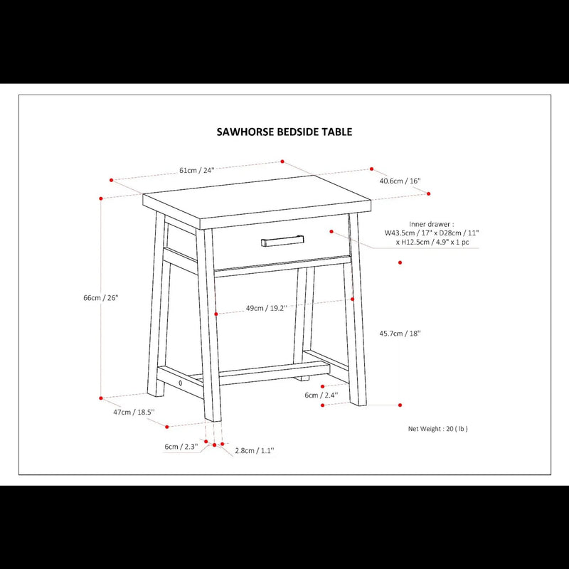 Sawhorse - Handcrafted Bedside Table by HouseOfZazla