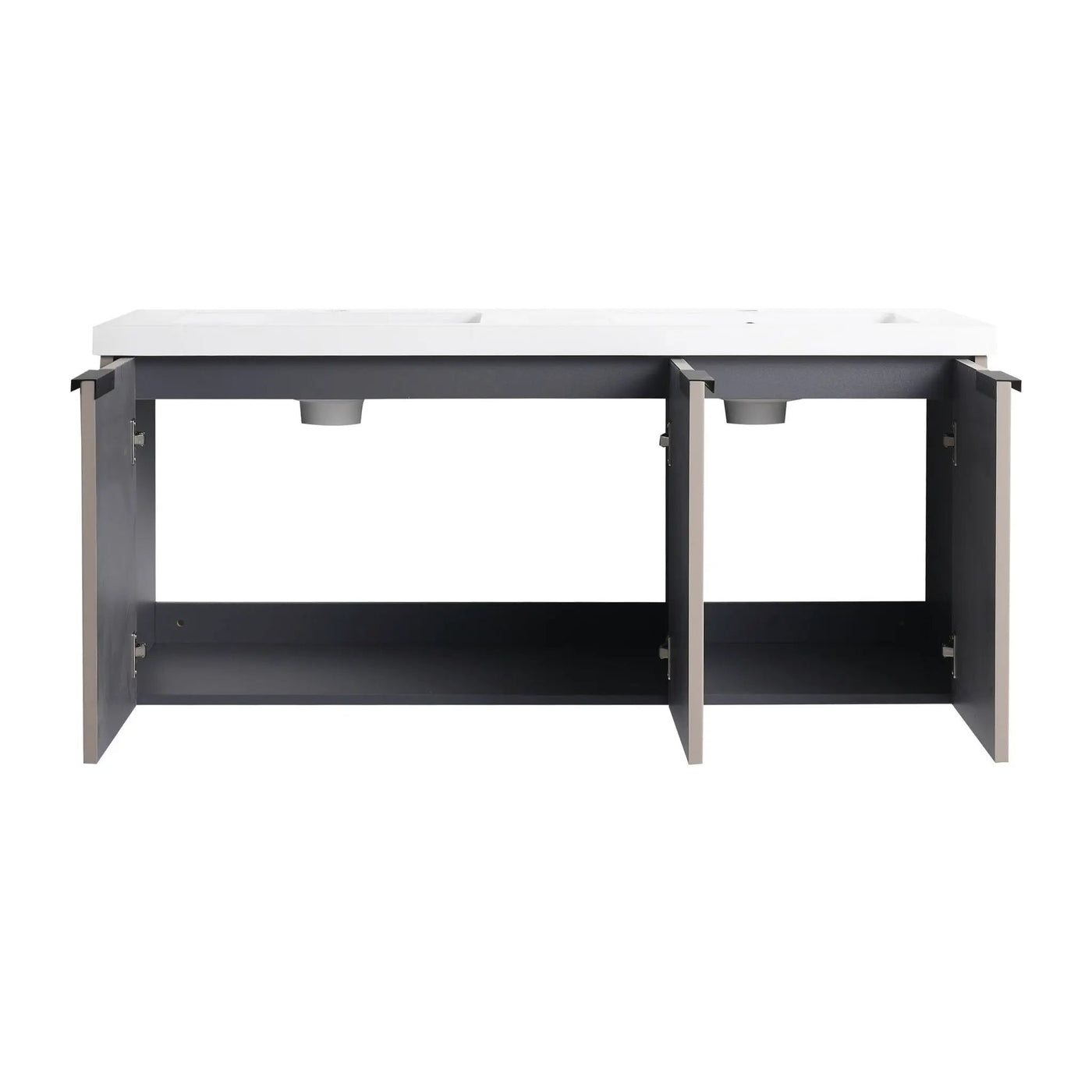 Contemporary Wall Mounted Bathroom Vanity With Resin Double Sink by HouseOfZazla