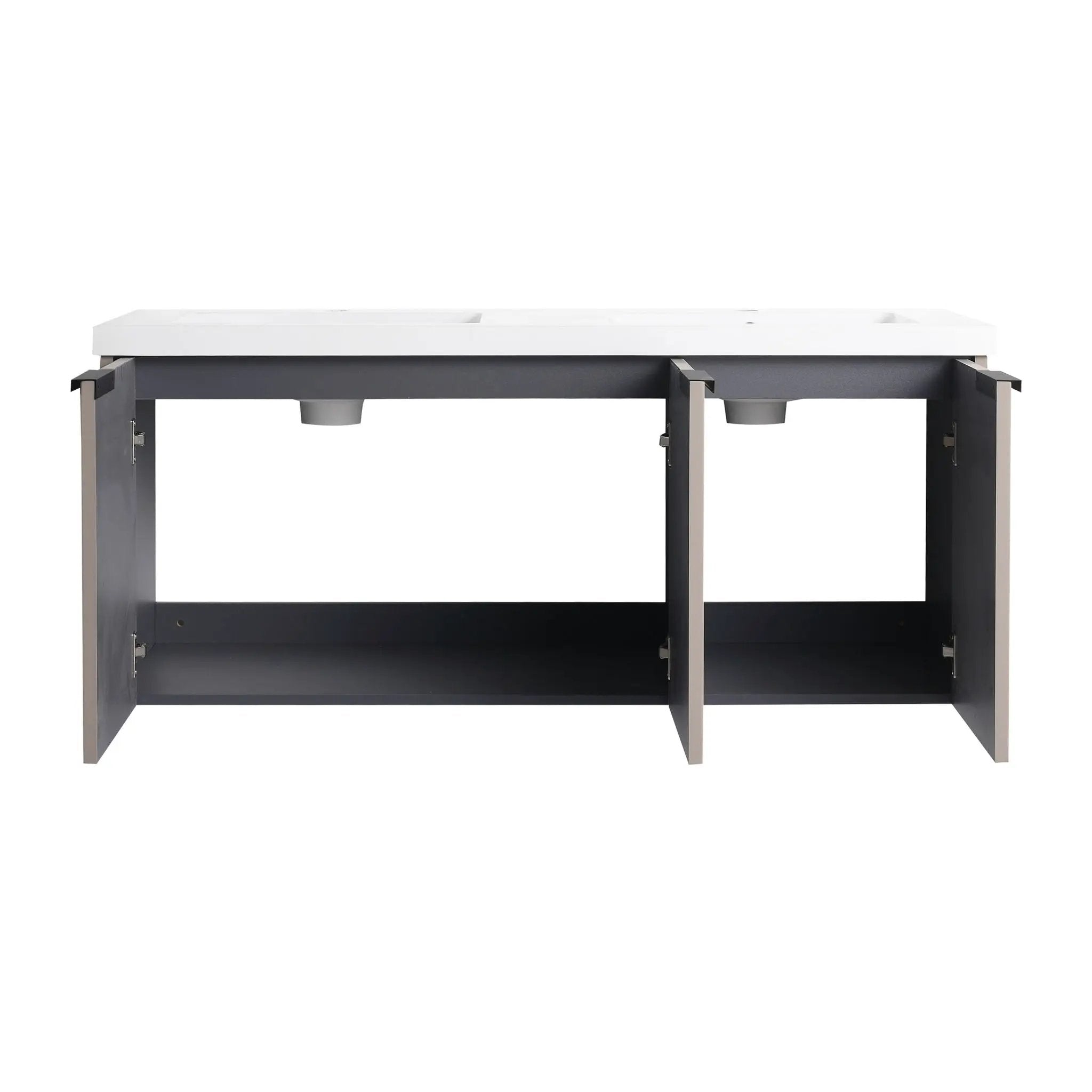 Contemporary Wall Mounted Bathroom Vanity With Resin Double Sink by HouseOfZazla