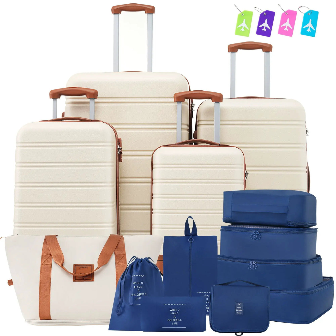 Hardshell Luggage Sets 4 Pieces + Bag Spinner Suitcase With Tsa Lock Lightweight - 16" / 20" / 24" / 28" Luggages by HouseOfZazla