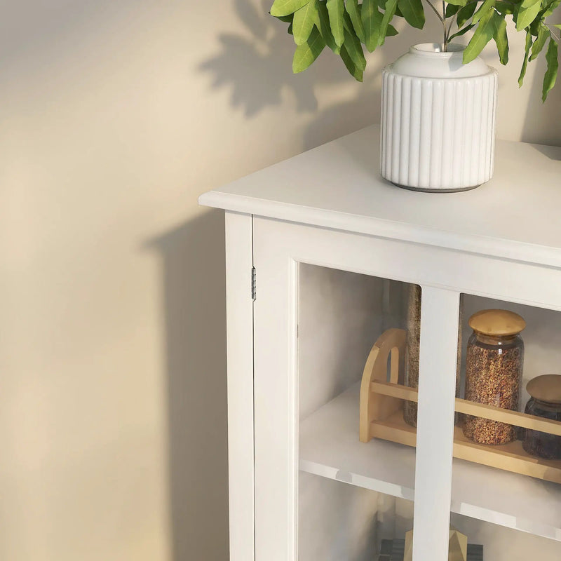 Buffet Storage Cabinet with Double Glass Doors and Unique Bell Handle by HouseOfZazla