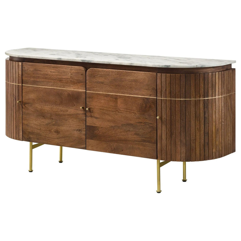Ortega 4-door Marble Top Sideboard Buffet Cabinet Natural by Unique Piece Furniture