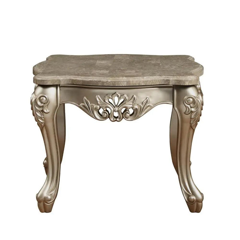 Ranita - End Table - Marble Top & Champagne by Unique Piece Furniture