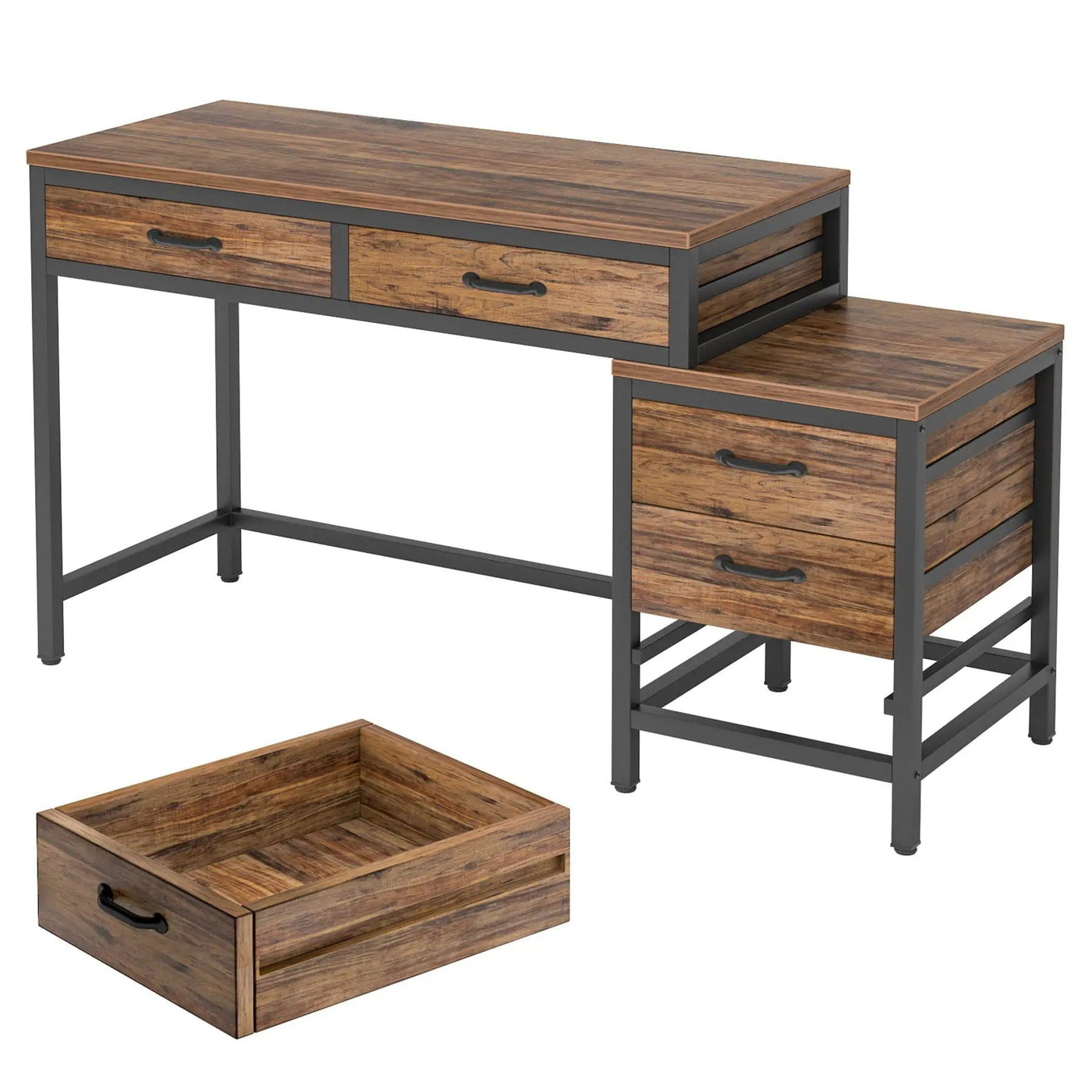 Computer Desk With Reversible 5 Drawer Storage, Frame Writing Table For Small Spaces by HouseOfZazla