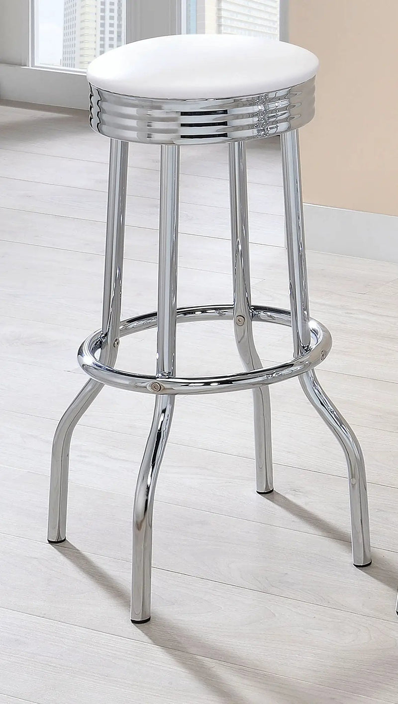 Retro Upholstered Metal Swivel Bar Stool White (Set of 2) by Unique Piece Furniture