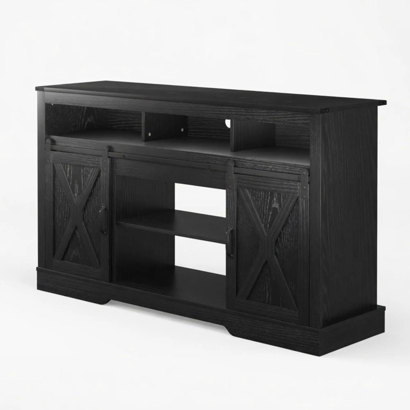 Farmhouse TV Stand With Sliding Barn Doors & Adjustable Storage by HouseOfZazla