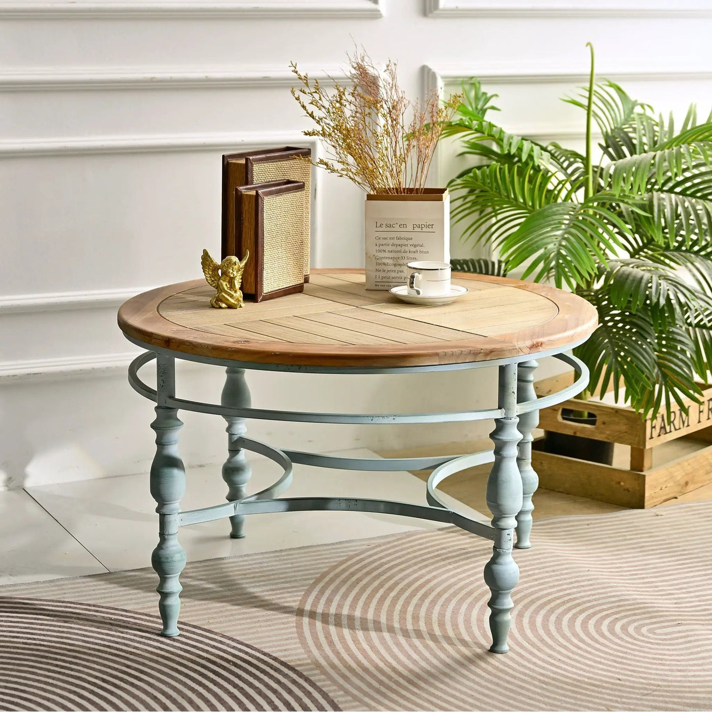 Round Top Carved Table For Living Room by HouseOfZazla