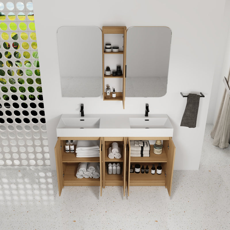 60" Double Sink Bathroom Vanity Set with Tall Cabinet by HouseOfZazla