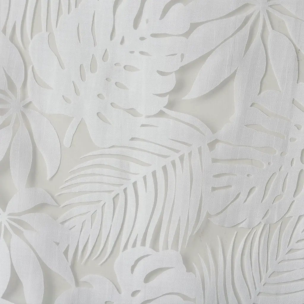 Palm Leaf Burnout Sheer Window Curtain White 50x63 by HouseOfZazla