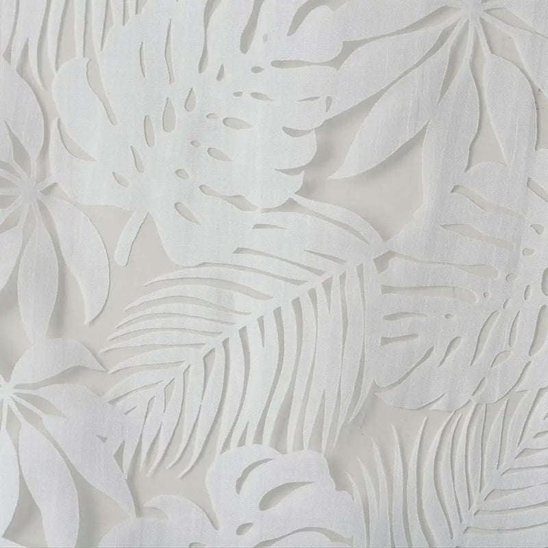 Palm Leaf Burnout Sheer Window Curtain White 50x63 by HouseOfZazla
