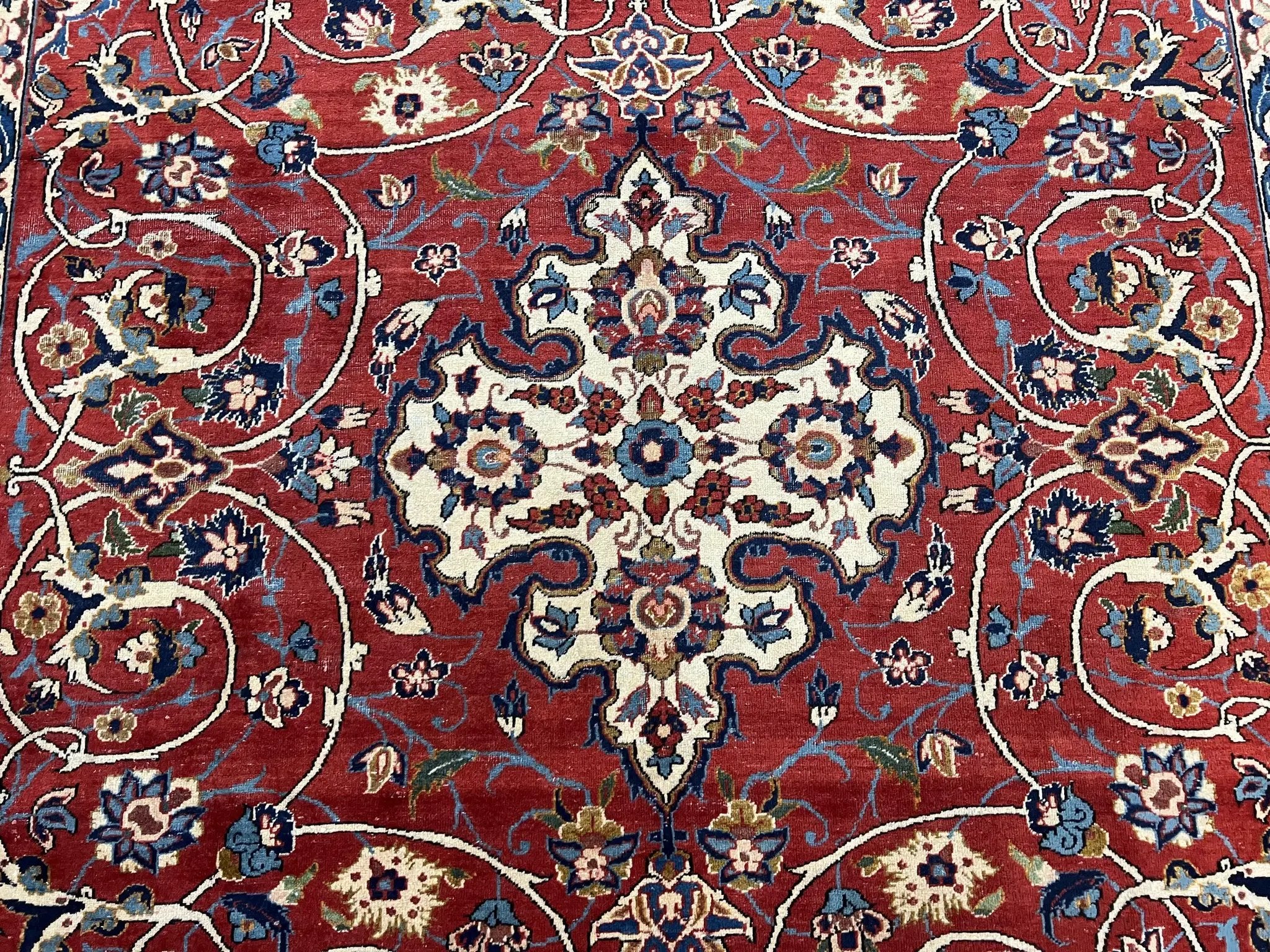 Red Persian Isfahan Rug 7x10 - Antique, Floral Medallion by Jewel Rugs