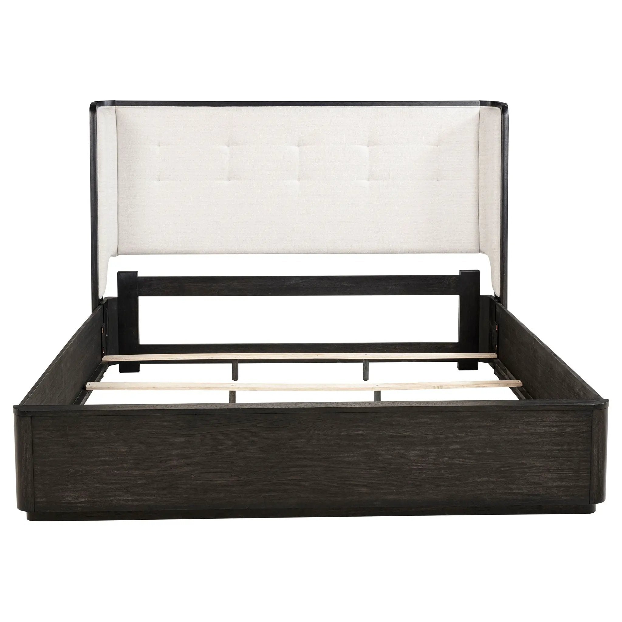 Leandro 55-inch Eastern King Wingback Bed Burnished Black by Unique Piece Furniture