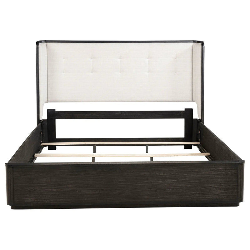 Leandro 55-inch Eastern King Wingback Bed Burnished Black by Unique Piece Furniture