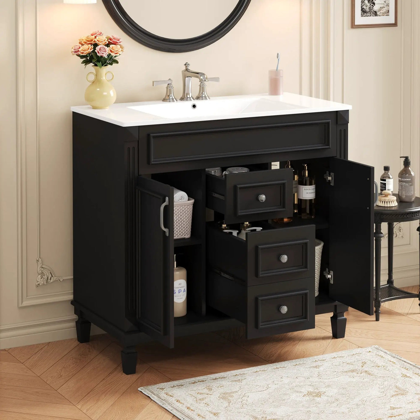 Bathroom Vanity With Top Sink and Soft-Closing Storage by HouseOfZazla