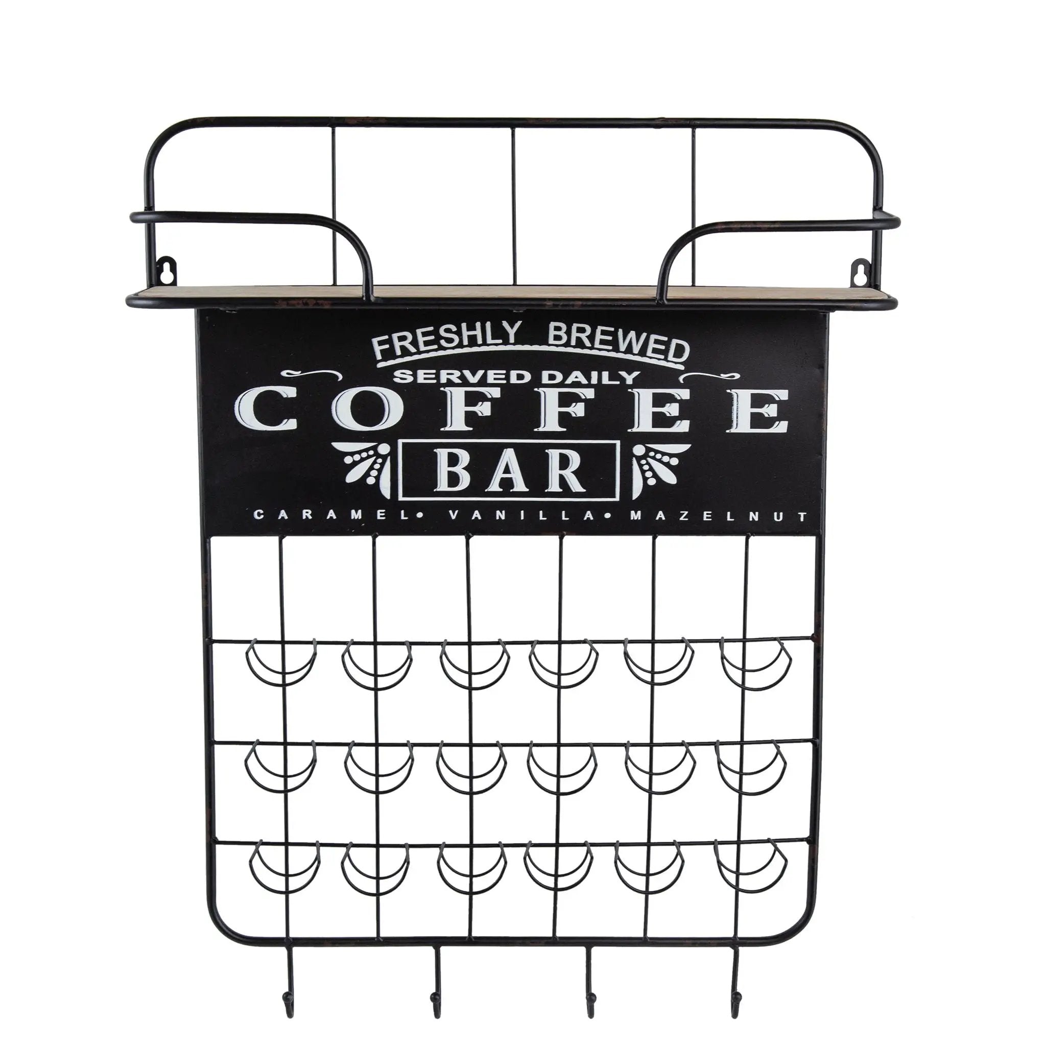Floating Coffee Bar Shelf With Coffee Pod Holder, Hooks And Storage Shelf - Black by HouseOfZazla