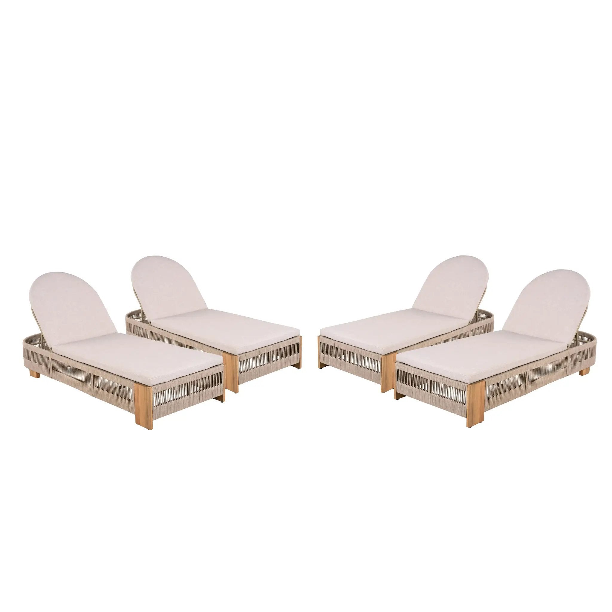 Outdoor Chaise Lounge Chair, Acacia Wood with Adjustable Backrest and Cushion by HouseOfZazla