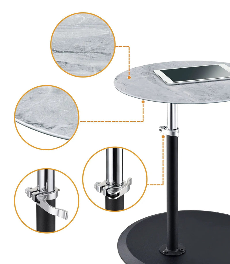 Orbit - 15.5" End Table With Height Adjustable Marble Textured Top by Unique Piece Furniture