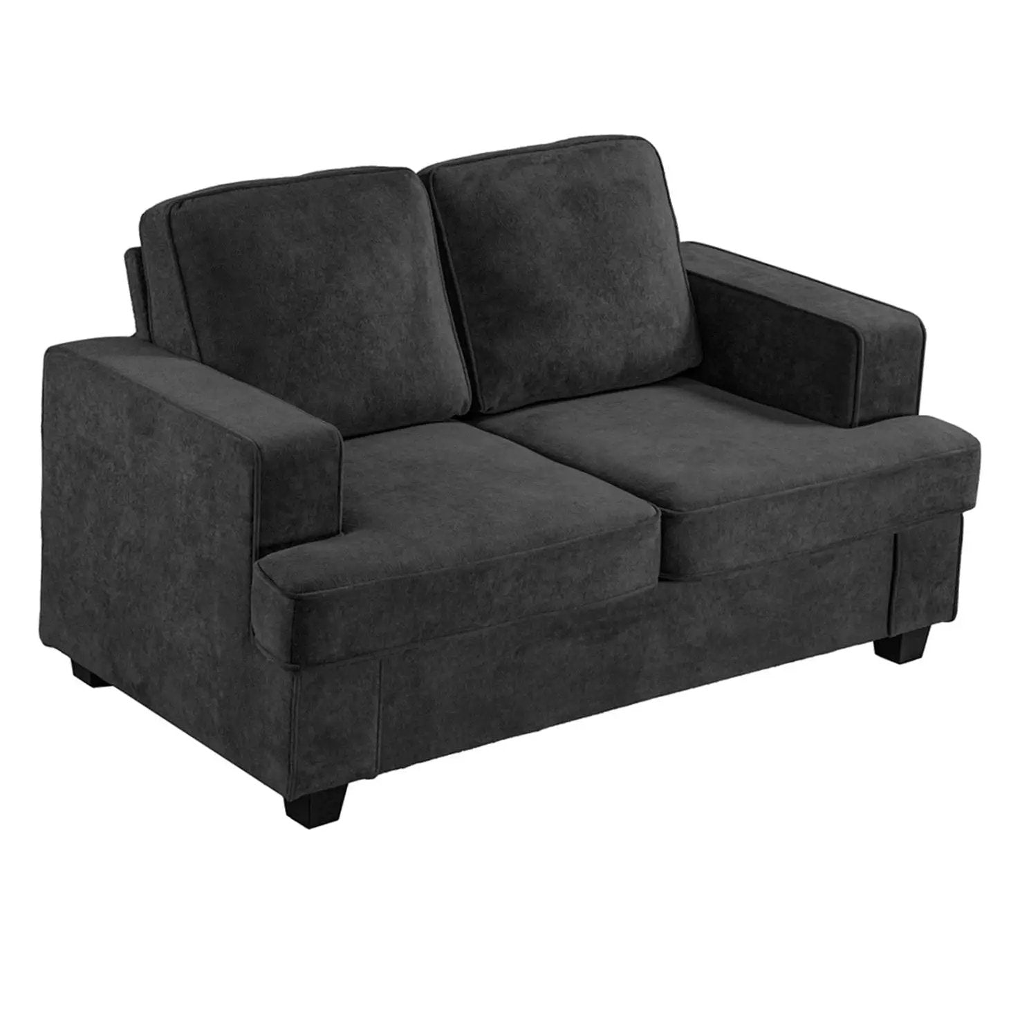 Modern Loveseat, Comfortable 2 Seater Couch With Deep Seating, Loose Back Cushions, Wide Arms by HouseOfZazla