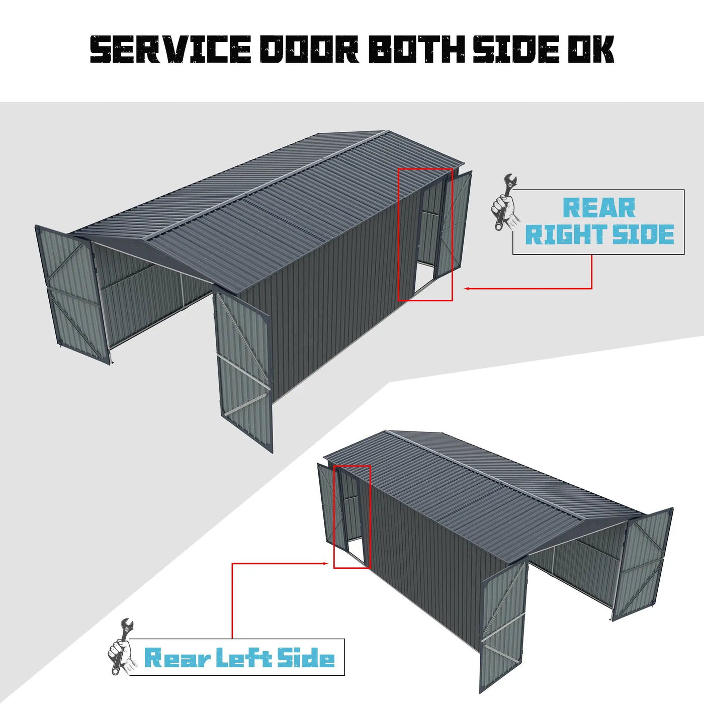 Outdoor Storage Shed, Garden Shed Backyard Utility Tool House Building With 2 Doors And 4 Vents For Car, Truck, Bike, Garbage Can, Tool, Lawnmower by HouseOfZazla