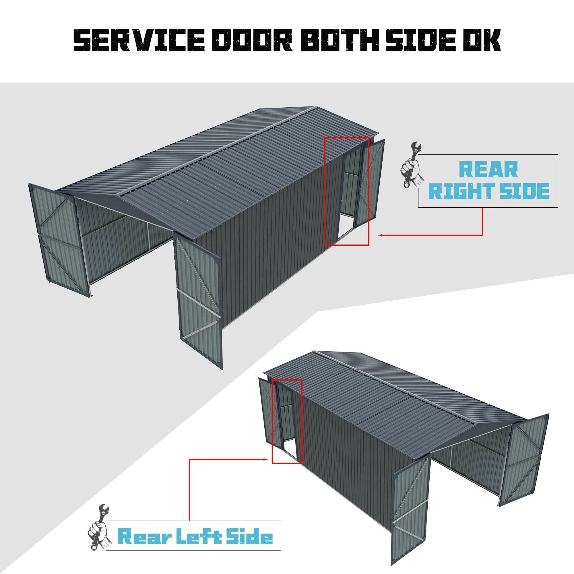 Outdoor Storage Shed, Garden Shed Backyard Utility Tool House Building With 2 Doors And 4 Vents For Car, Truck, Bike, Garbage Can, Tool, Lawnmower by HouseOfZazla