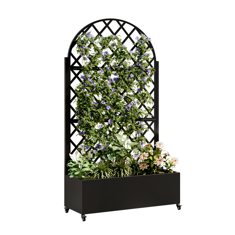 Round Metal Planter Box with Trellis by HouseOfZazla