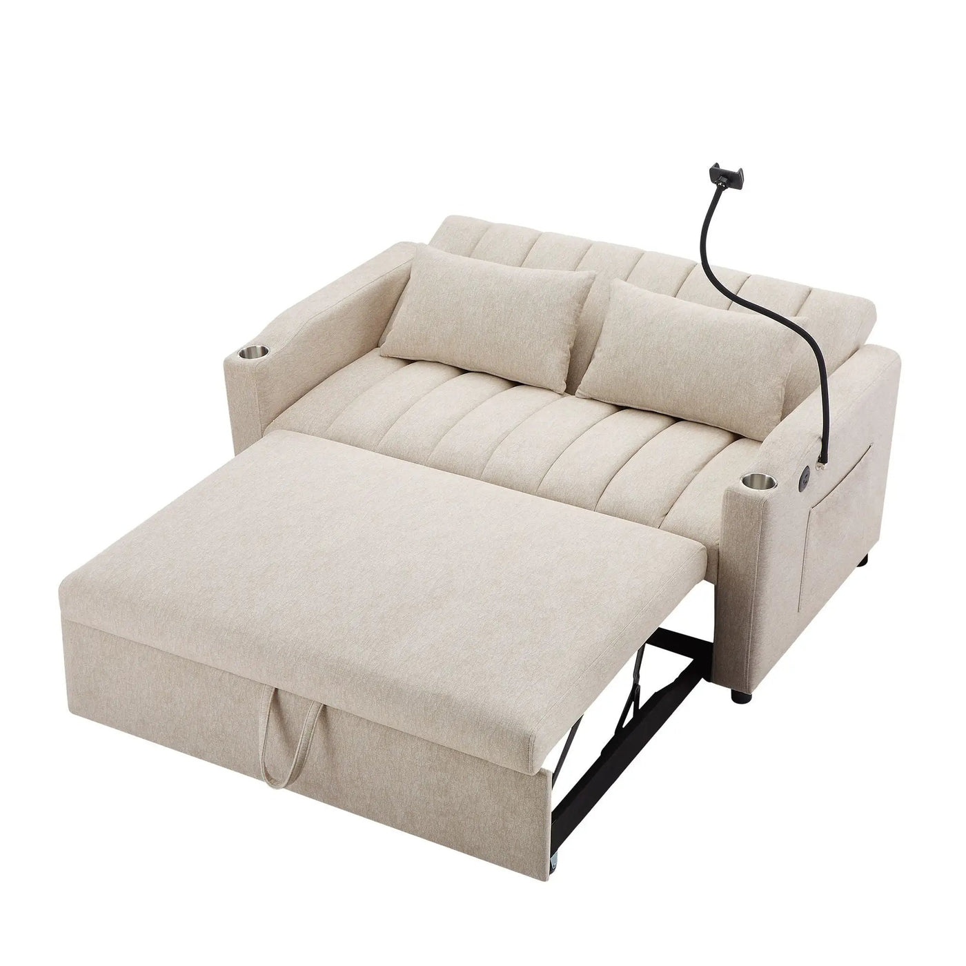 Convertible Sofa Bed Loveseat Sofa With Three USB Ports, Two Side Pockets, Two Cup Holders And 360° swivel Phone Holder For Living Room by HouseOfZazla