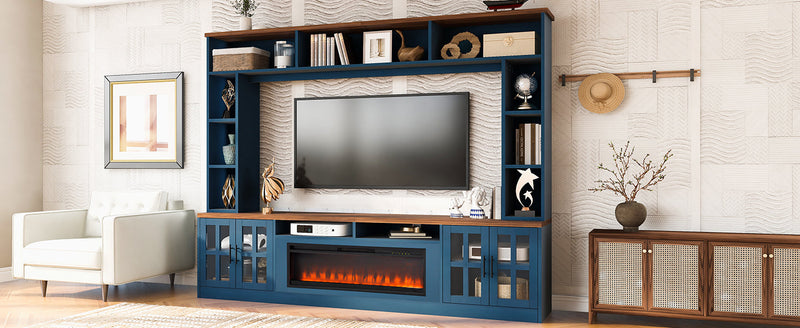 Wall Unit Entertainment Center with Electric Fireplace - Modern White, photo 4 of 10