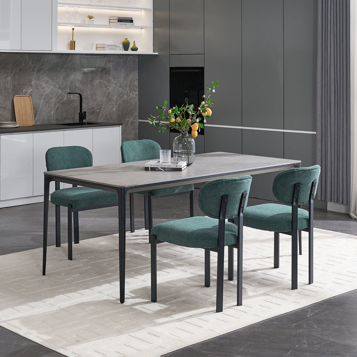 Modern Dining Armless Chairs Set of 2 with Metal Legs - Orange or Green, photo 13 of 35
