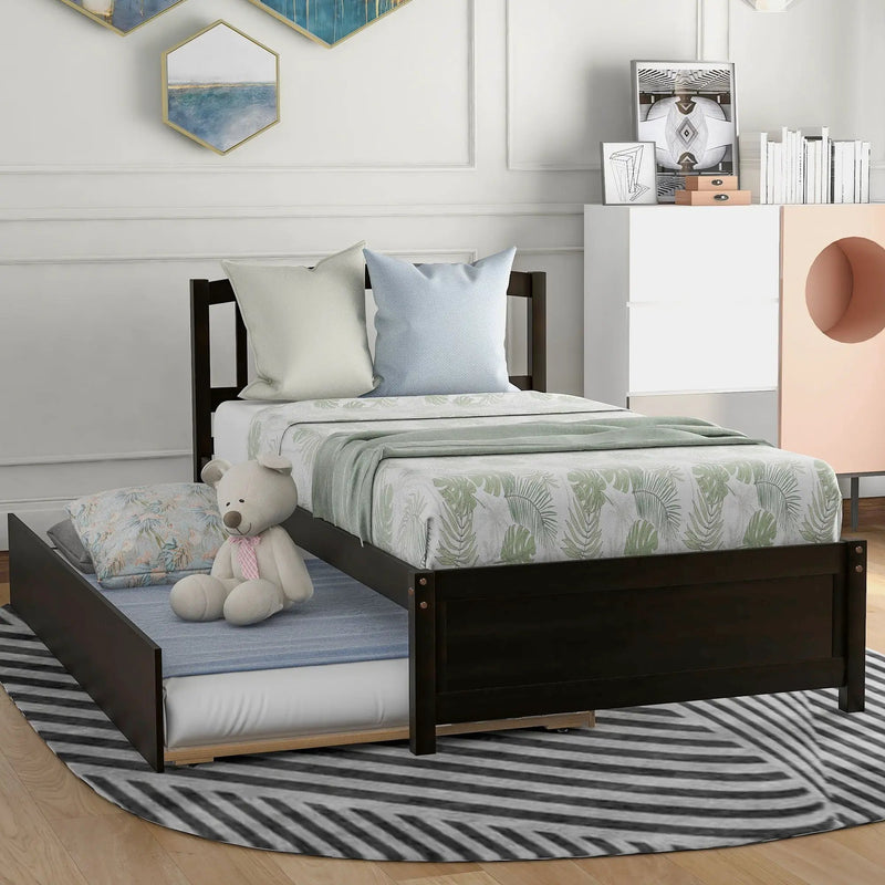 Platform Bed Wood Bed Frame With Trundle by HouseOfZazla