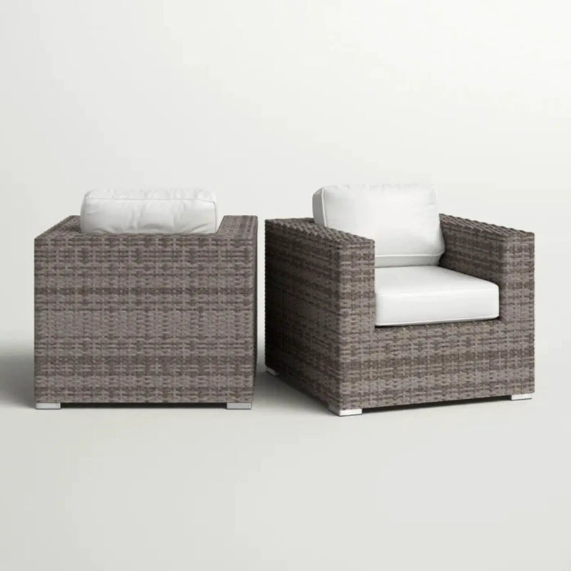 Grade - Club Patio Chair With Sunbrella Cushions (Set of 2) - Gray Mix / White by HouseOfZazla