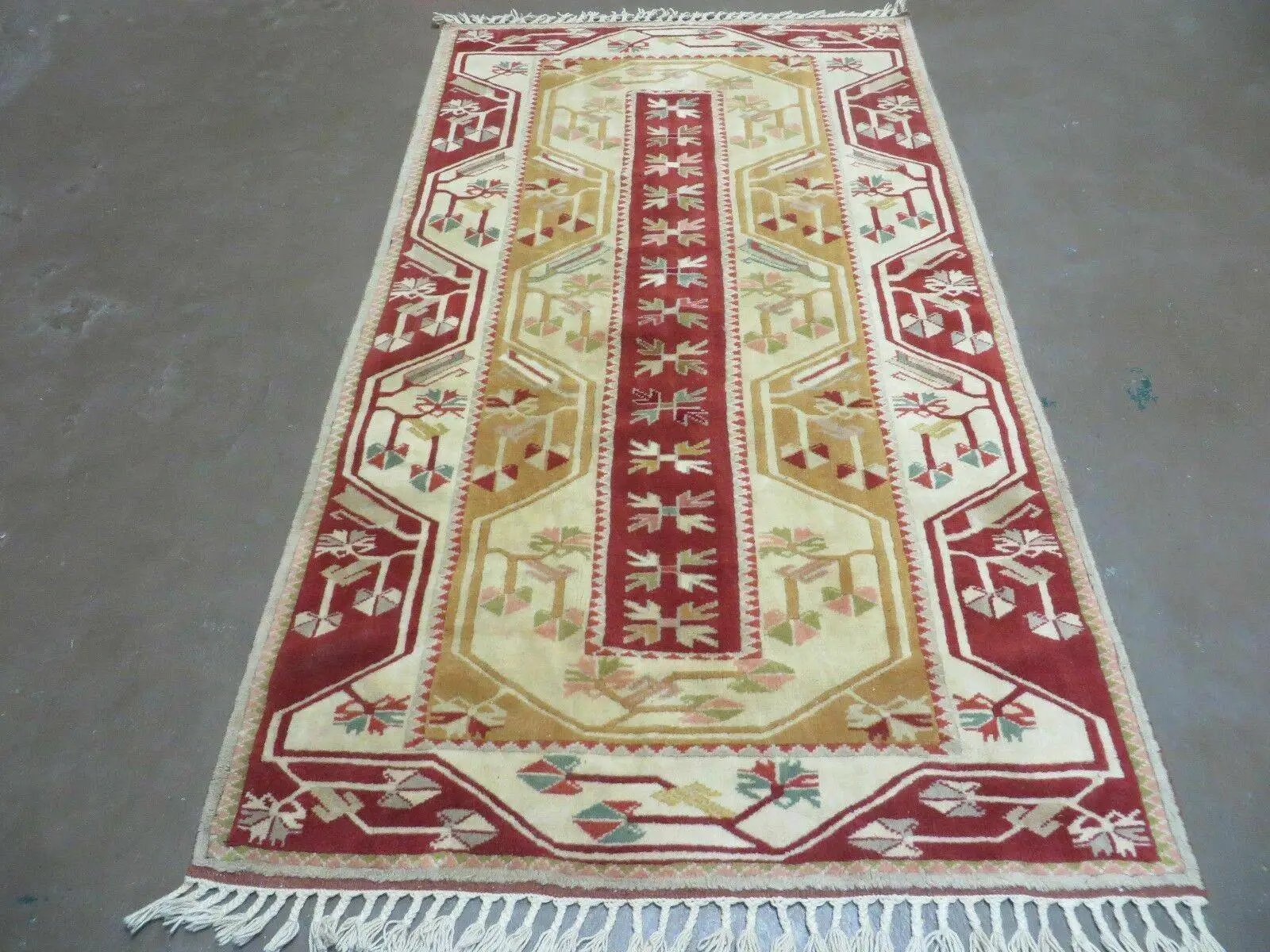 4' X 6' Vintage Handmade Knotted Turkish Kazak Pattern Wool Rug Carpet Nice by Jewel Rugs