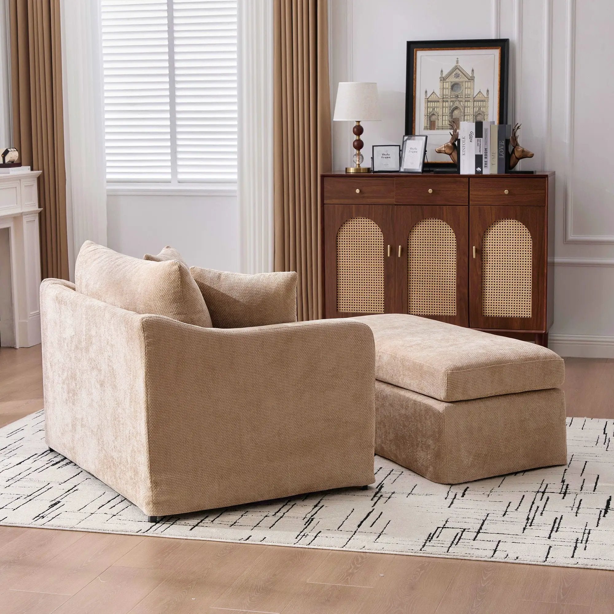 Accent Chair With Ottoman, Includes 2 Bolster Pillows by Unique Piece Furniture