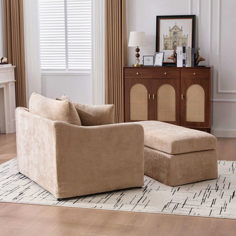 Accent Chair With Ottoman, Includes 2 Bolster Pillows by Unique Piece Furniture