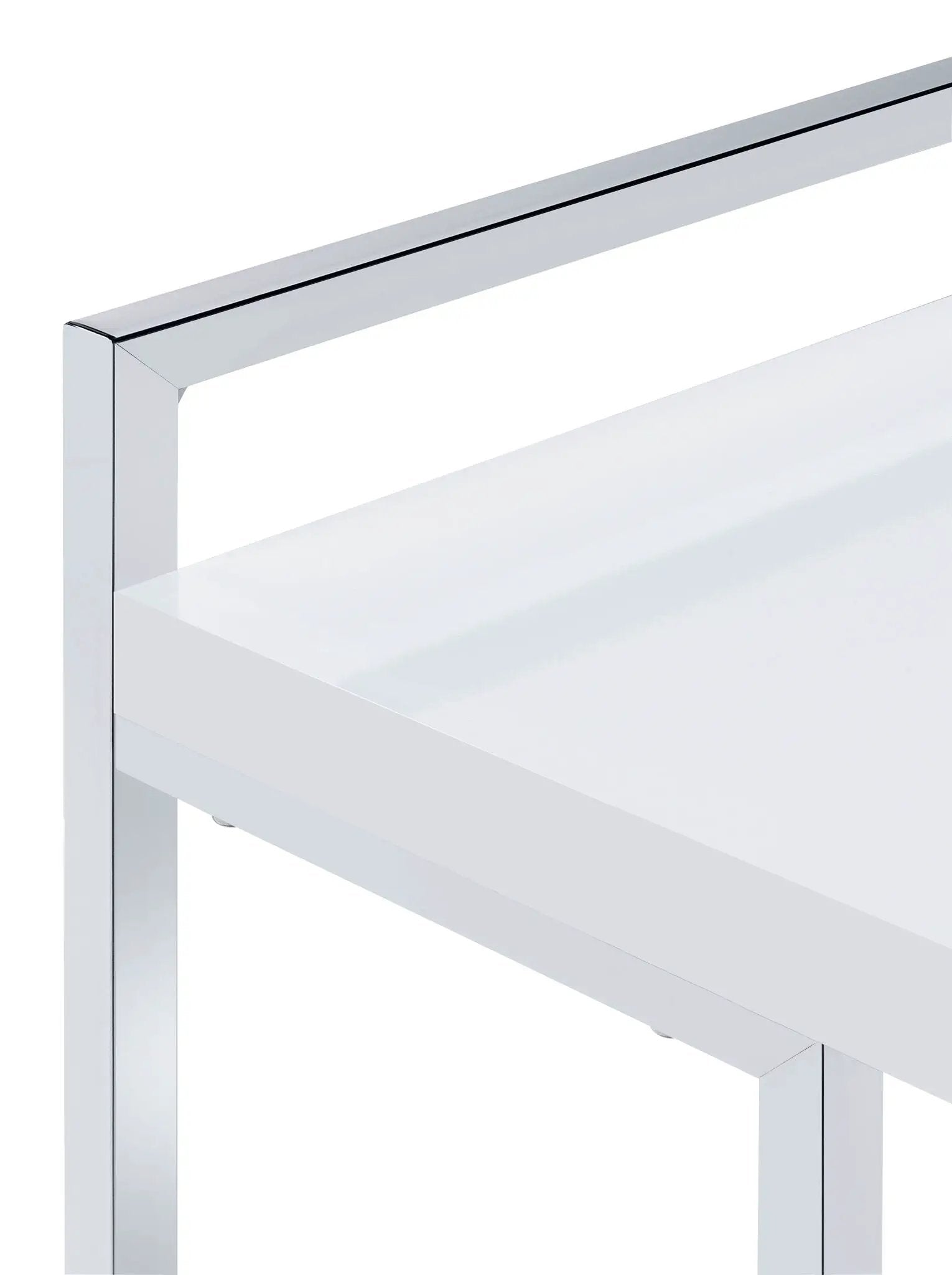 Dani Rectangular C-Shaped Sofa Side Table White High Gloss by Unique Piece Furniture