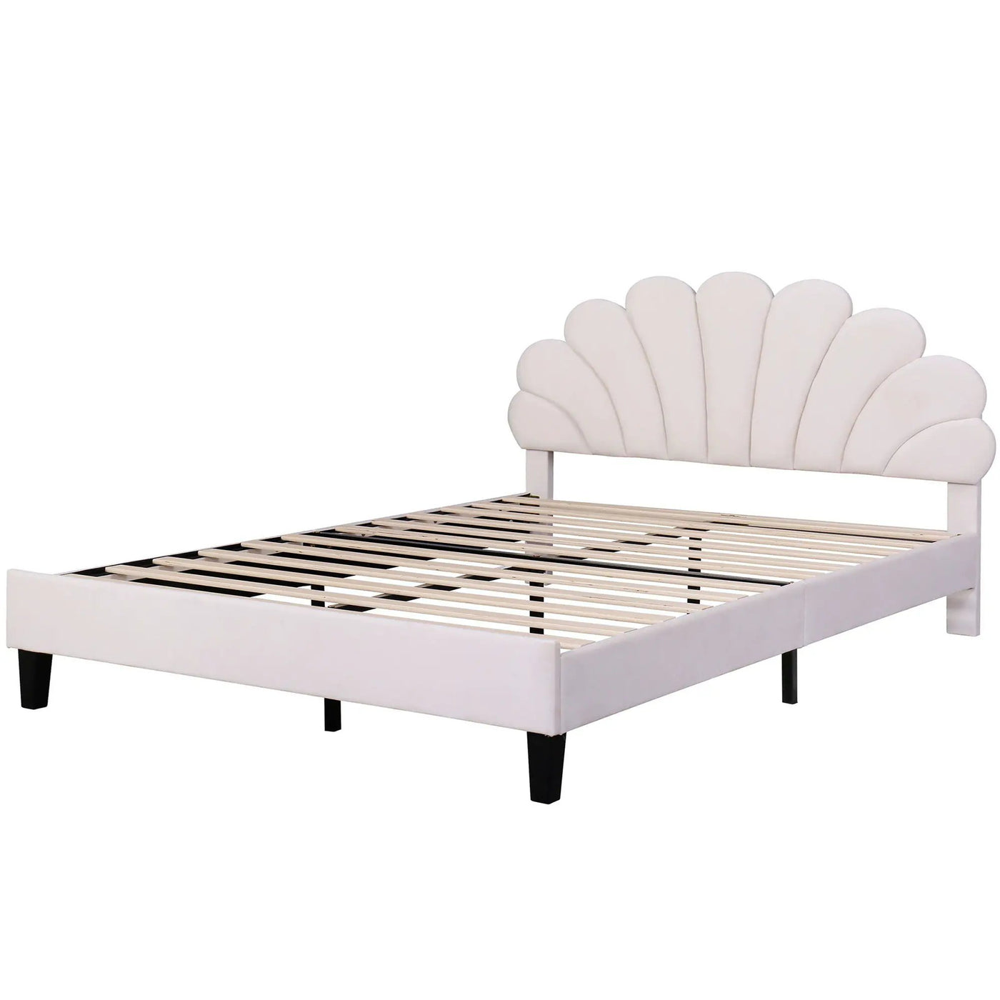 Upholstered Platform Bed With Flower Pattern Headboard by HouseOfZazla