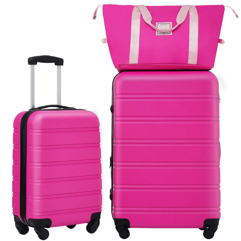 Hardshell Luggage Sets 2 Pieces + Bag Spinner Suitcase With Tsa Lock Lightweight 20" / 28" - Pink by HouseOfZazla