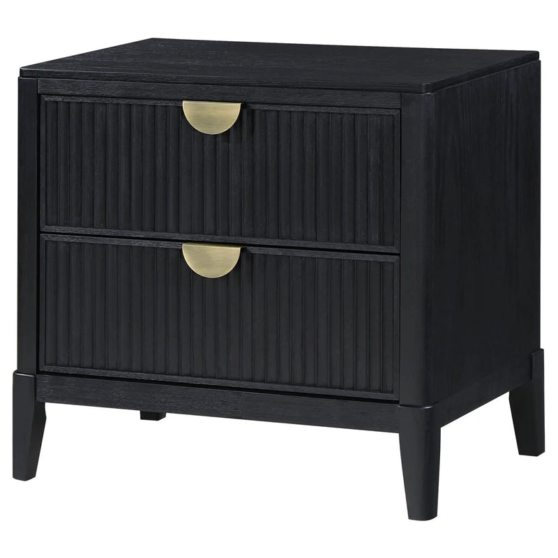 Mason - 2 Drawer Nightstand With Fluted Design - Black by HouseOfZazla