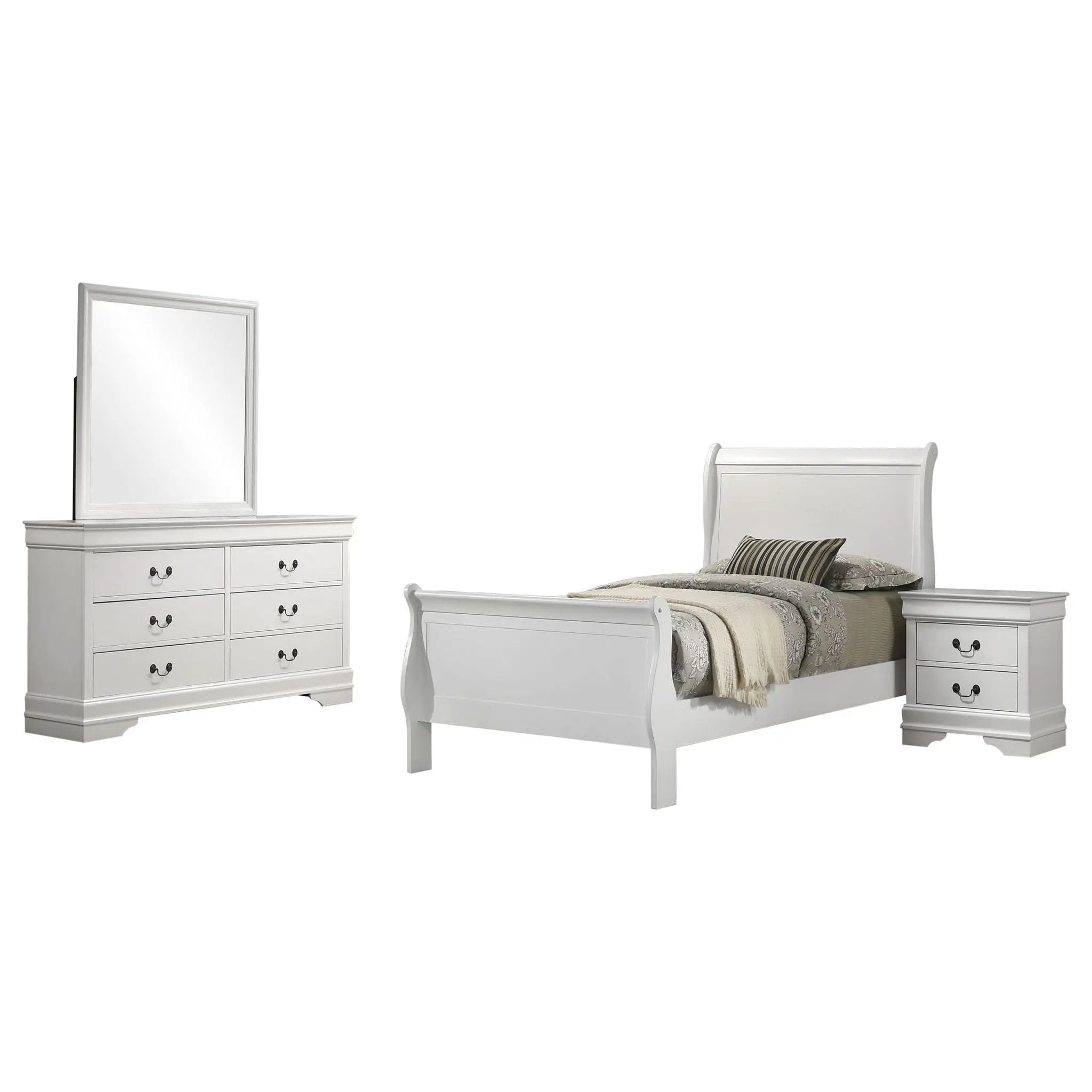 Louis Philippe 4-piece Twin Bedroom Set White by Unique Piece Furniture